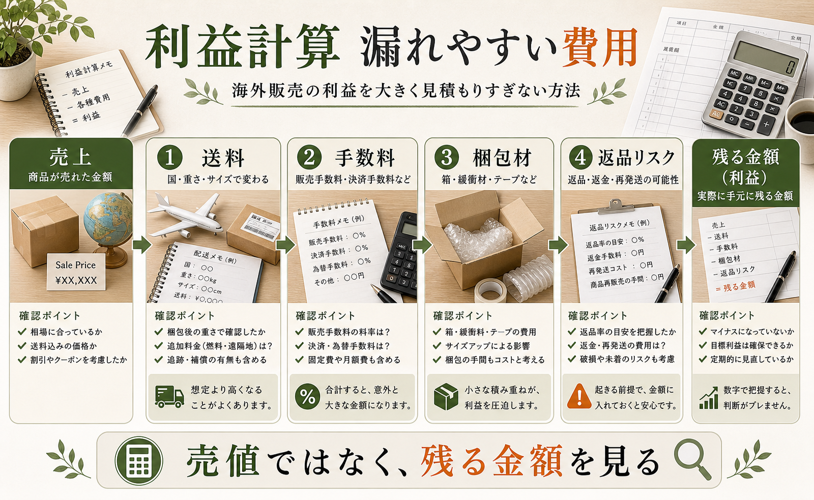 海外販売の利益を保守的に計算する図解