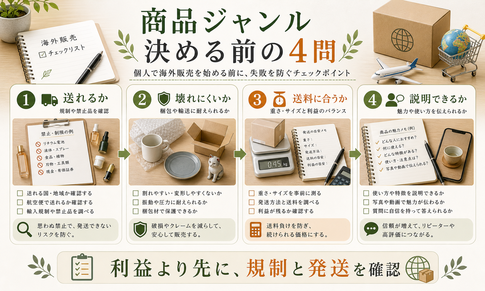 海外販売の商品ジャンルを小さく選ぶ図解